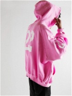 Balenciaga - Molleton Bouclette Logo-Embroidered Distressed Cotton-Jersey Zip-Up Hoodie - Pink