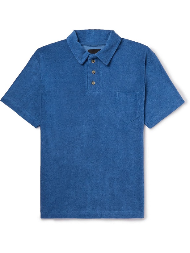 Photo: Howlin' - Mr Fantasy Cotton-Blend Terry Polo Shirt - Blue
