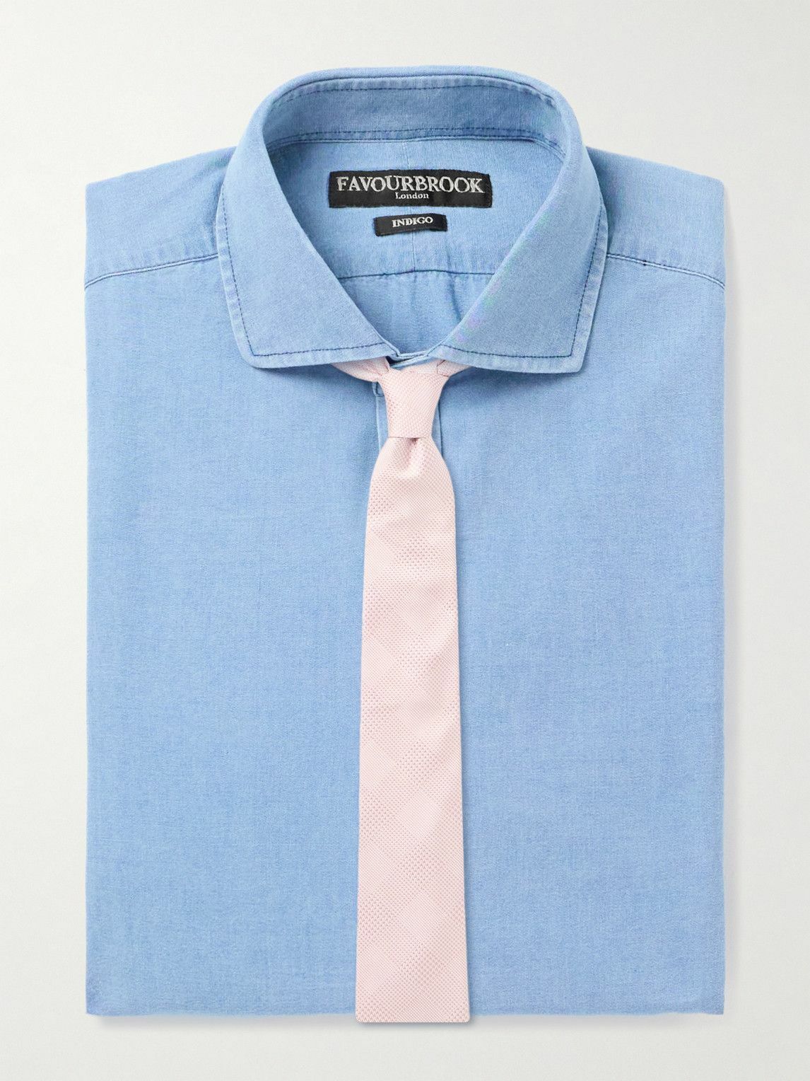 Favourbrook - Burlington Cutaway-Collar Indigo-Dyed Cotton-Chambray Shirt - Blue