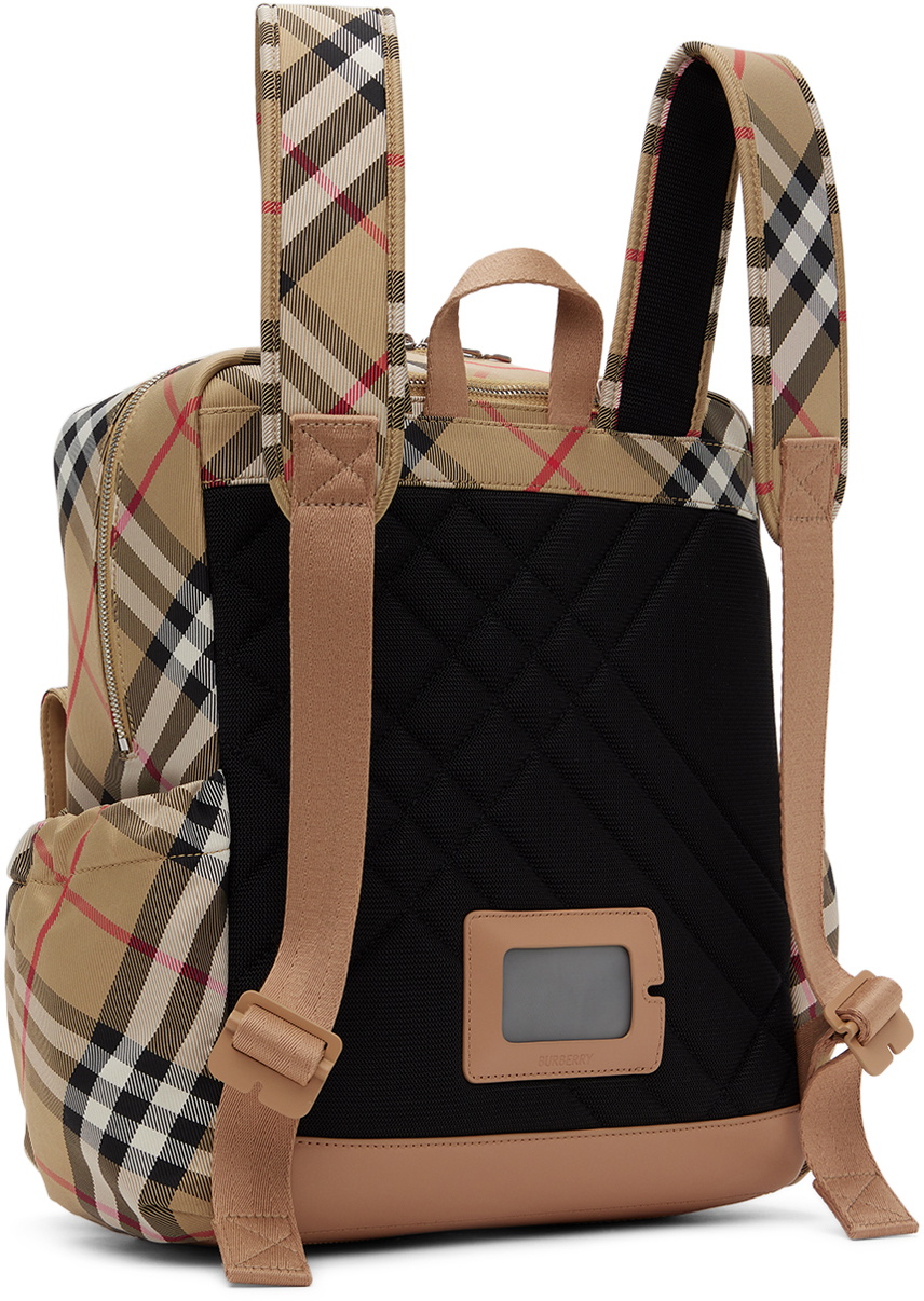 Burberry Kids Beige Check Nylon Backpack