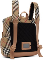 Burberry Kids Beige Check Nylon Backpack