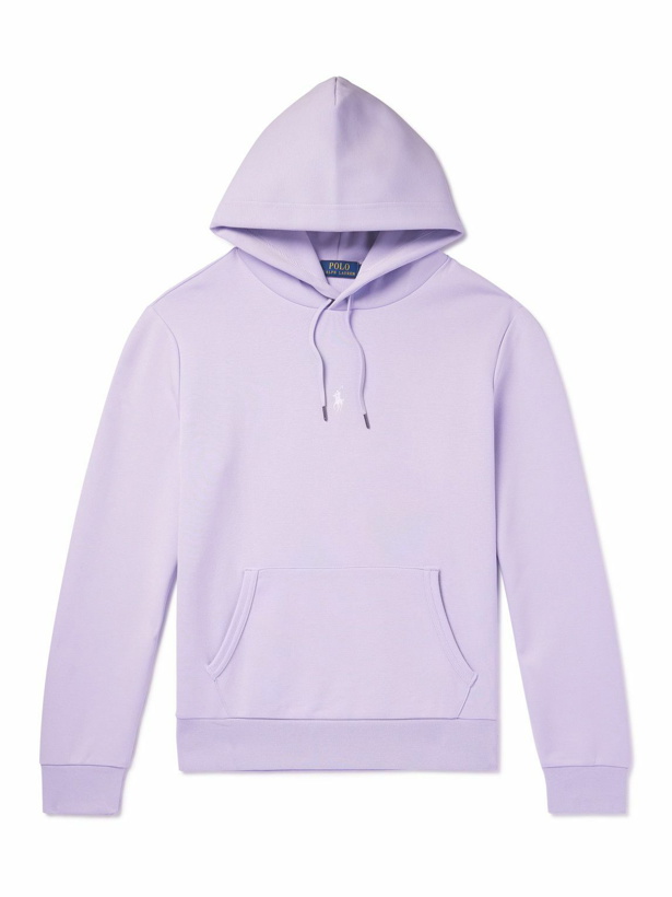 Photo: Polo Ralph Lauren - Logo-Embroidered Cotton-Blend Jersey Hoodie - Purple