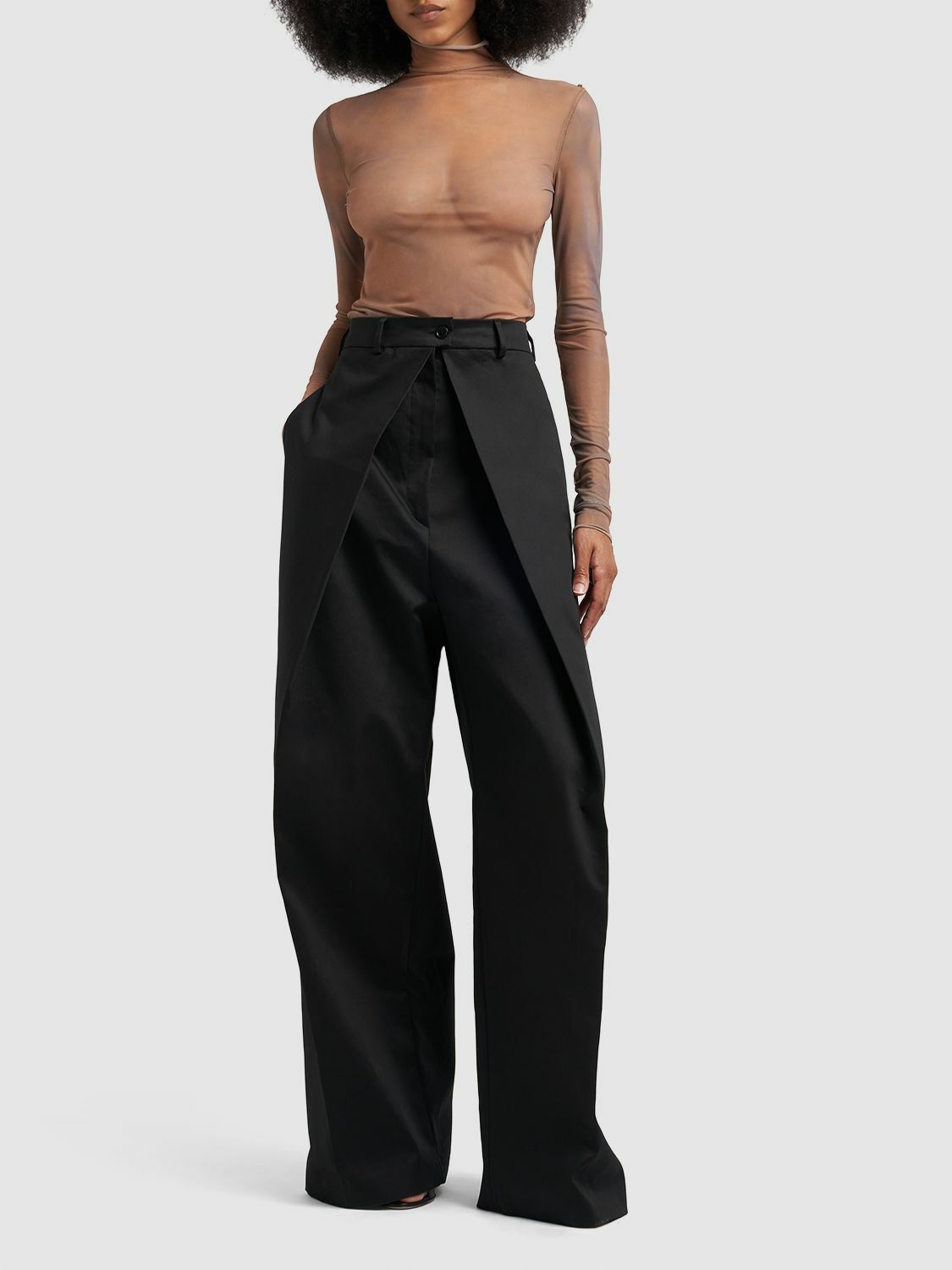 パンツ SPORTMAX WIDE-LEG COTTON TROUSERS SPORTMAX - Fanfara Cotton Twill Wide Leg Pants Sportmax