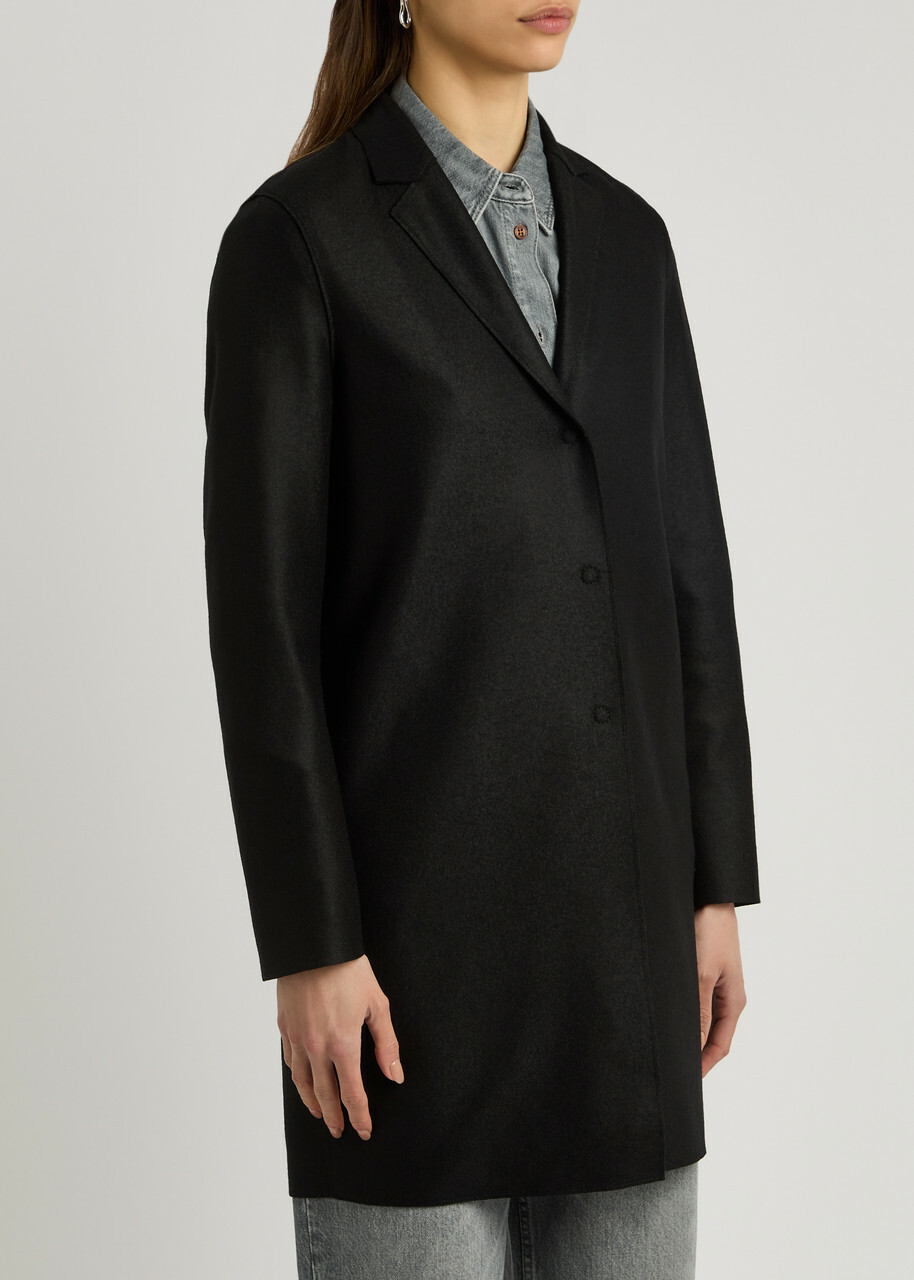 Harris Wharf London Cocoon Wool-felt Coat Black