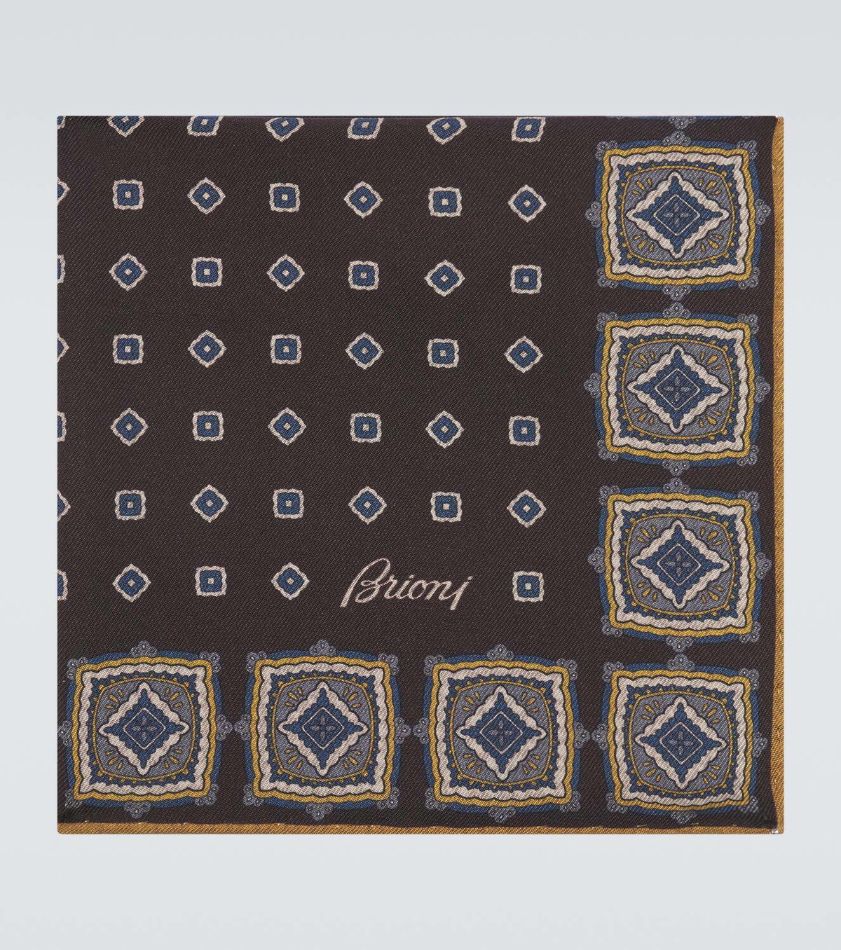Brioni Printed silk twill pocket square