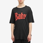 ERL Men's Baby Crew Neck Distressed T-Shirt in Faded Black