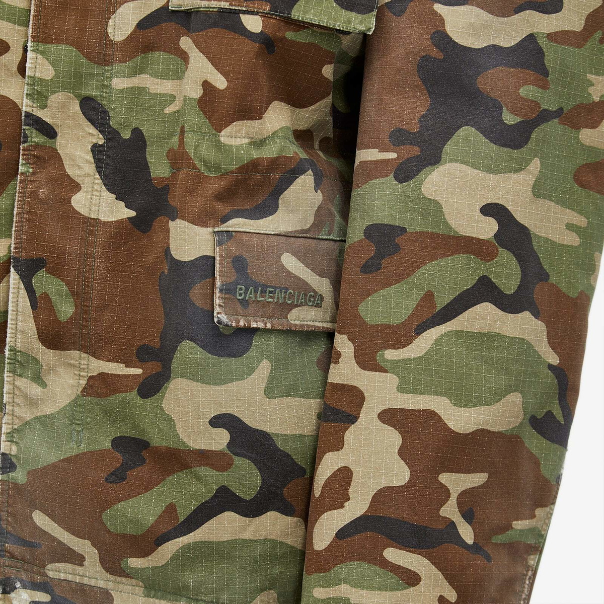 Balenciaga Men's Camo Biker Jacket in Khaki