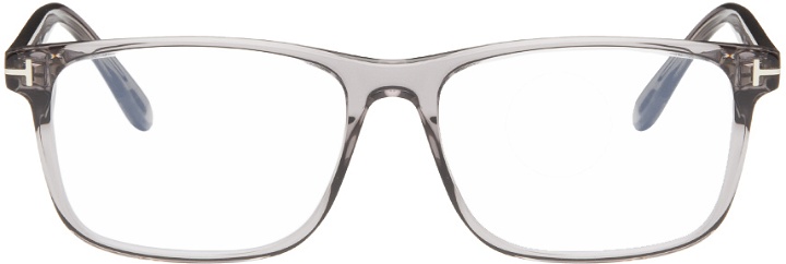 Photo: TOM FORD Gray Blue Block Square Glasses