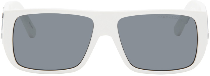 Photo: Marc Jacobs White Text Logo Rectangular Sunglasses