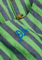 Damson Madder Madison Striped Cotton Blouse Green