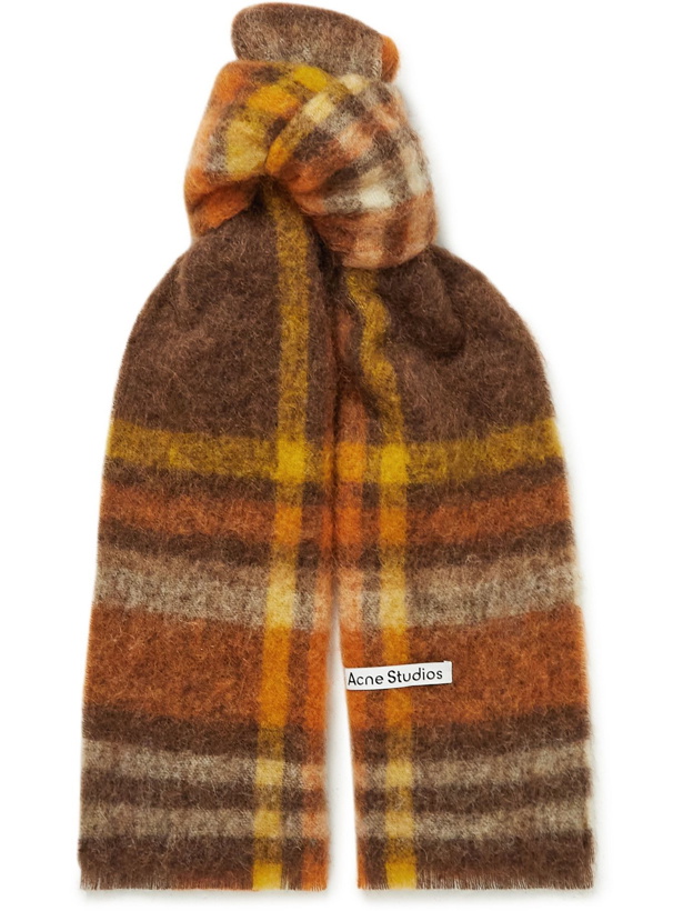 Photo: Acne Studios - Checked Textured-Knit Scarf