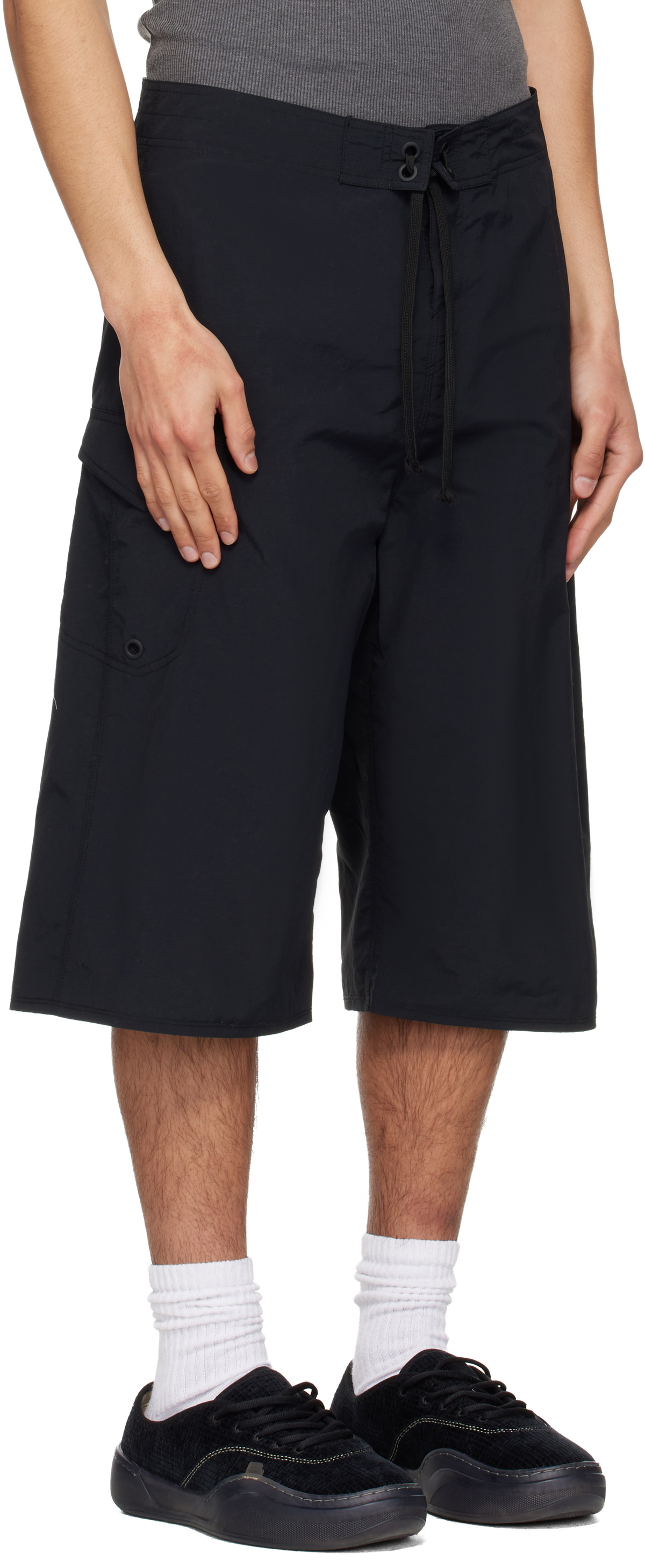 ERL Black Long Woven Shorts