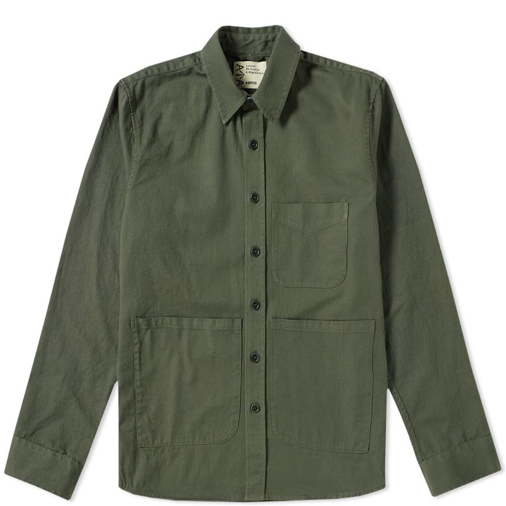Photo: Aspesi Patch Pocket Cotton Twill Chore Jacket Green