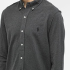 Polo Ralph Lauren Men's Slim Fit Button Down Pique Shirt in Dark Grey Heather