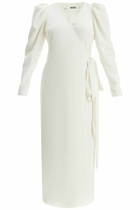 ROTATE wrap midi dress with a wrap White
