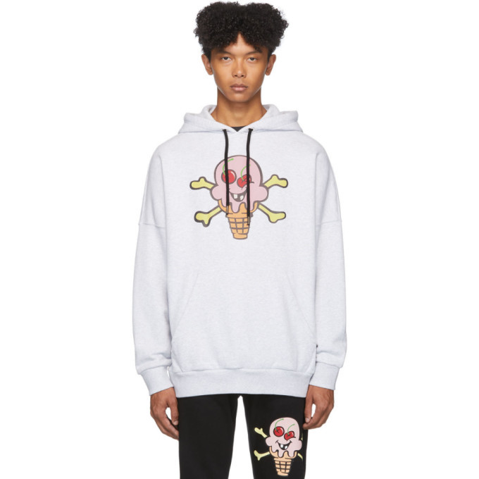 Photo: Palm Angels Grey Ice Cream Skull Hoodie