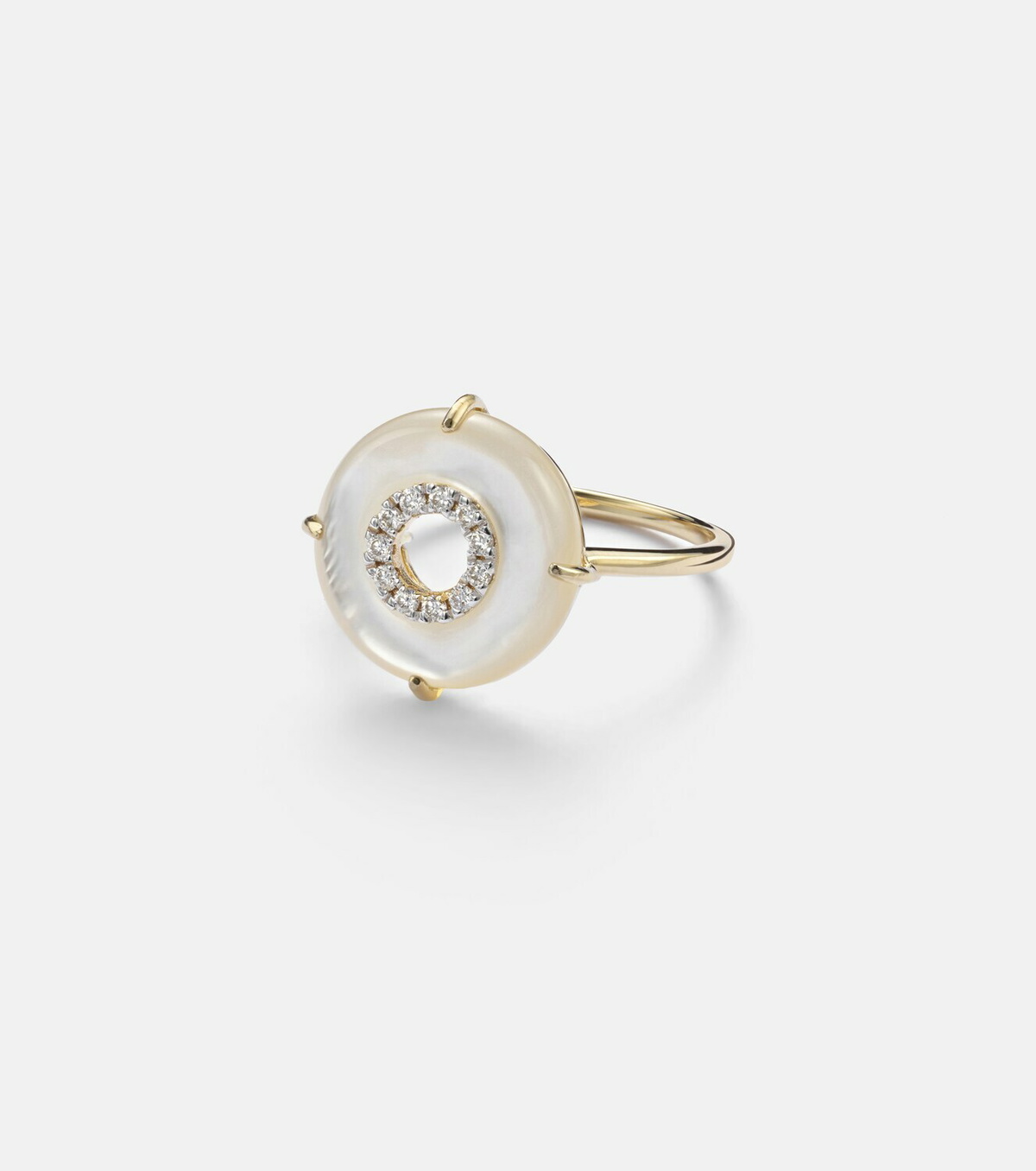 Mateo 14kt gold (585/1000) ring with diamonds and pearls