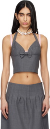 SHUSHU/TONG Gray Halter Bow Tie Cami Top