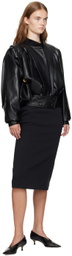 Recto Black Signature Curved Neck Midi Dress