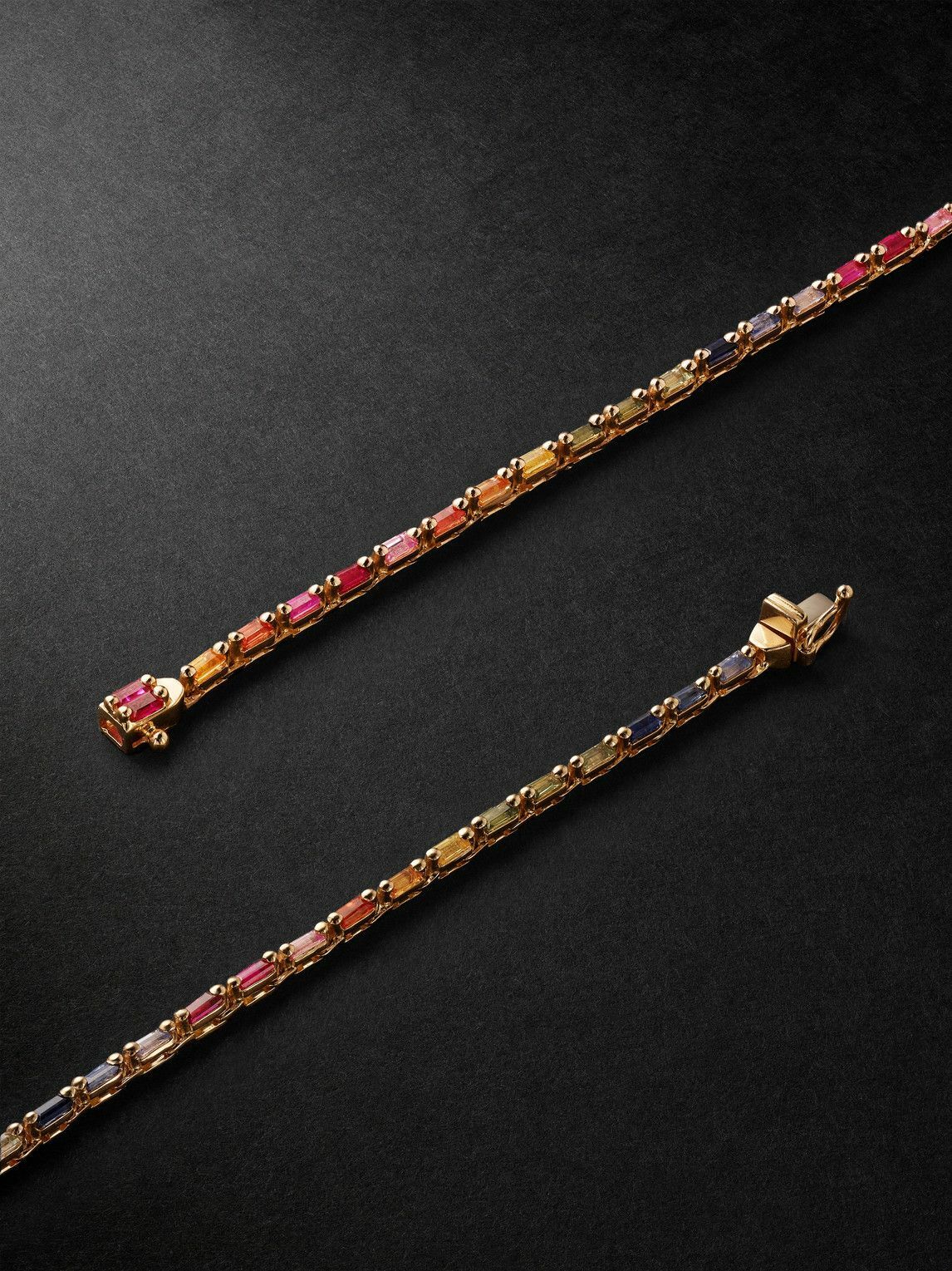 Suzanne Kalan - Linear Full 18-Karat Rose Gold Sapphire Tennis Necklace