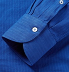 Boglioli - Slim-Fit Grandad-Collar Striped Cotton Oxford Shirt - Men - Blue