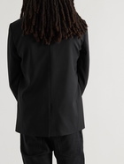 AMIRI - Leather and Satin-Trimmed Wool-Twill Blazer - Black