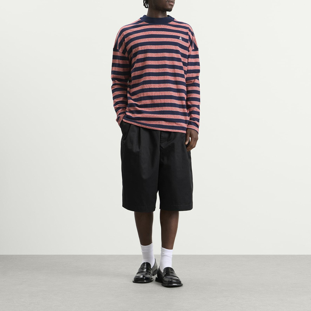Jil Sander Men's Stripe Long Sleeve T-Shirt in Red Flag