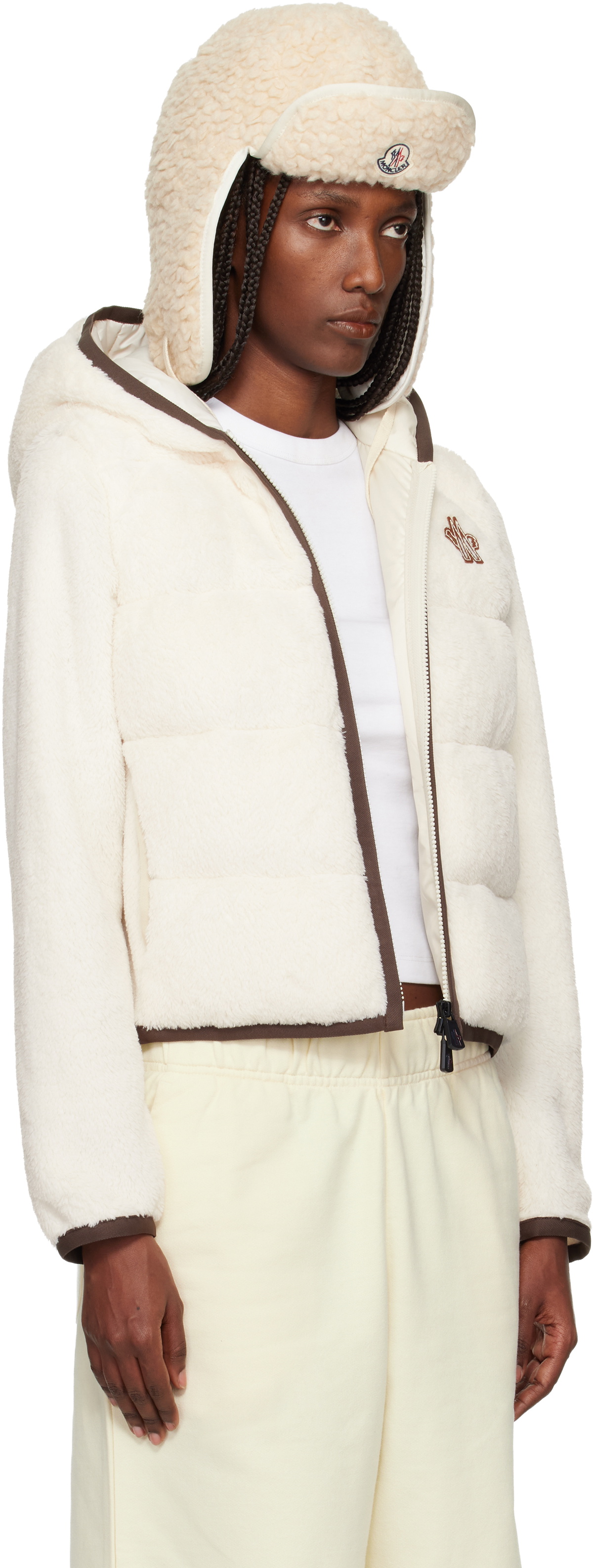 Moncler Grenoble Off-White Padded Polartec Zip-Up Down Jacket