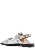 Ganni Buckle Ballerina Metallic Faux Leather Slingback Flats Silver