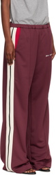 Palm Angels Burgundy Colorblock Zip Track Pants
