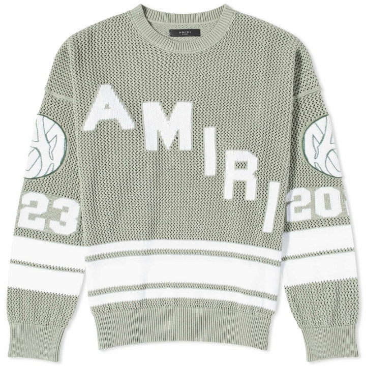 Photo: AMIRI Men's Mesh Hockey Logo Sweater in Frosty Green