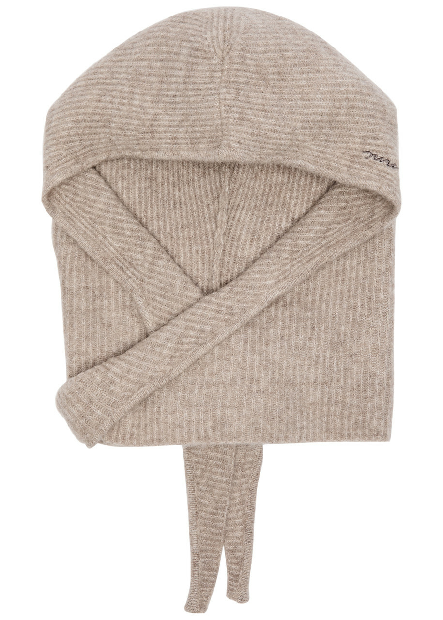 ★Ganni★ 23FW Logo Patch Cable Wool Muffler Ivory A5113 135 GANNI Women's Cable Scarf in Frost Grey GANNI