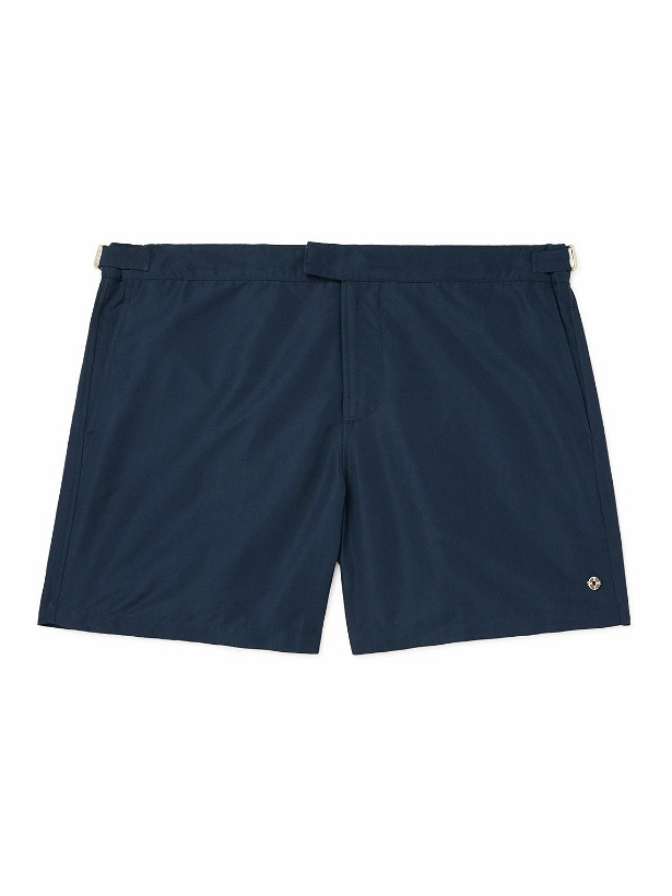 Photo: Loro Piana - Embellished Straight-Leg Mid-Length Swim Shorts - Blue