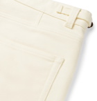AMI - Wide-Leg Brushed-Cotton Trousers - Ecru
