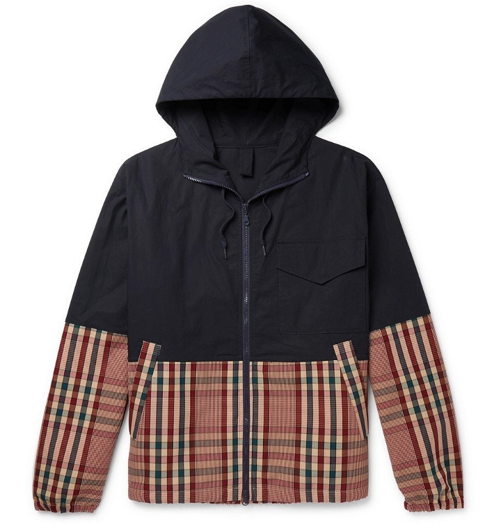 Photo: Barena - Panelled Stretch-Cotton Shell and Checked Cotton-Blend Drill Jacket - Men - Navy