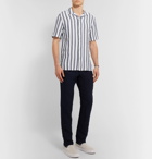 NN07 - Miyagi Camp-Collar Striped Linen Shirt - Blue