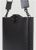 Studded Flat Crossbody Bag in Black