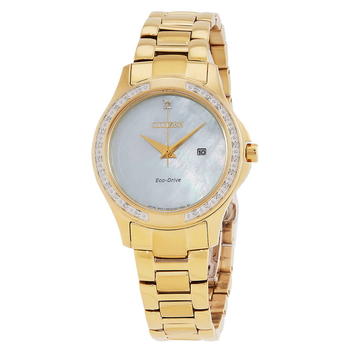 Photo: Citizen Eco-Drive Crystal Mother of Pearl Dial Ladies Watch EW2642-59D