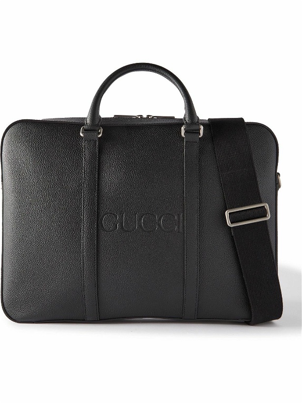 Photo: GUCCI - Logo-Debossed Full-Grain Leather Briefcase