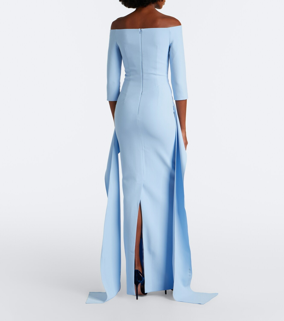 Safiyaa Zetta draped off-shoulder crêpe gown