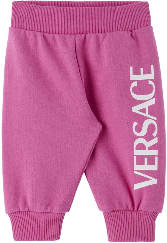 Photo: Versace Baby Pink Printed Logo Lounge Pants