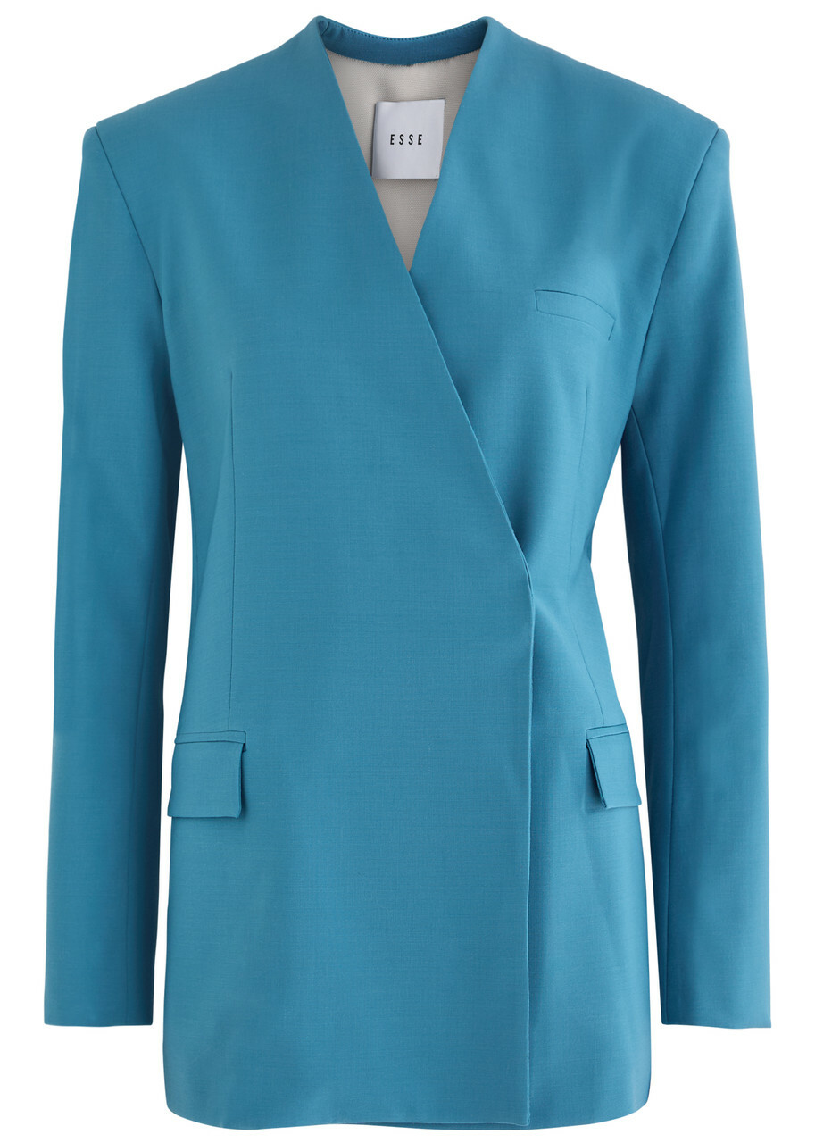 Esse Studios Homme Double-breasted Woven Blazer Blue