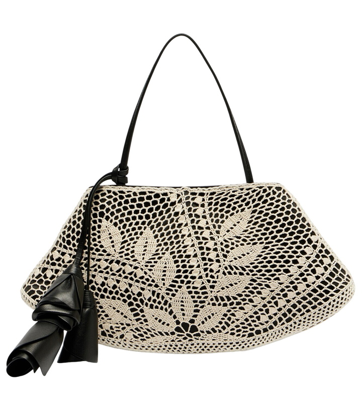Photo: Magda Butrym Maya Small crochet leather-trimmed shoulder bag