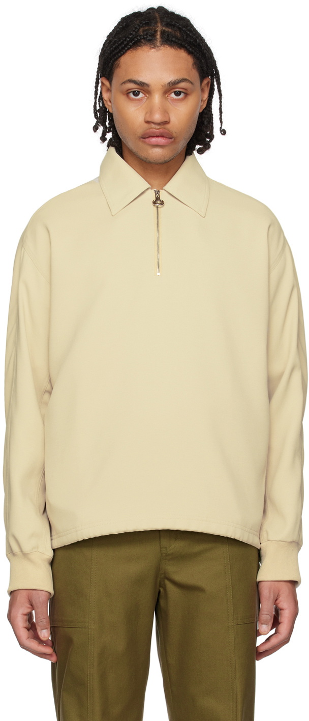 Solid Homme Beige LooseFit HalfZip Sweatshirt Solid Homme