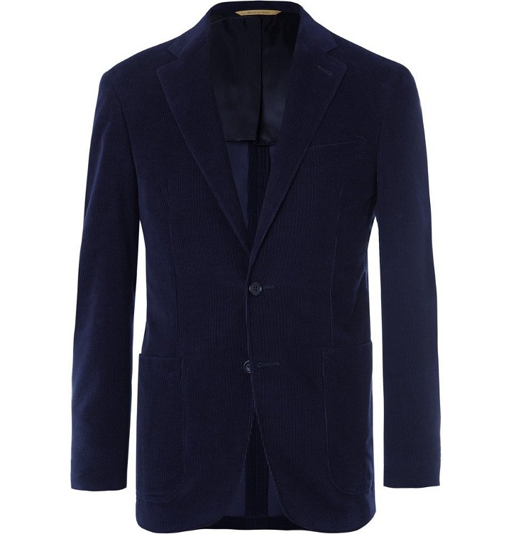 Photo: Canali - Midnight-Blue Kei Slim-Fit Cotton-Corduroy Suit Jacket - Men - Navy