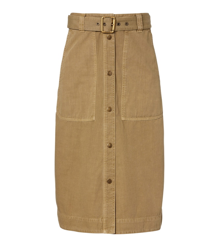 Photo: Moncler Belted denim midi skirt