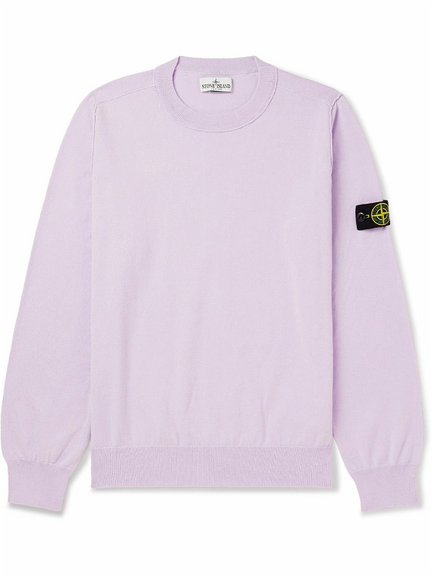 Photo: Stone Island Junior - Logo-Appliquéd Cotton Sweater - Purple