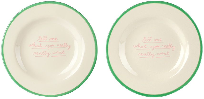 Laetitia Rouget Green & White 'Tell Me What You Really Want' Dessert Plate Set