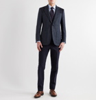 Kingsman - Slim-Fit Faux Suede-Trimmed Herringbone Wool Blazer - Blue