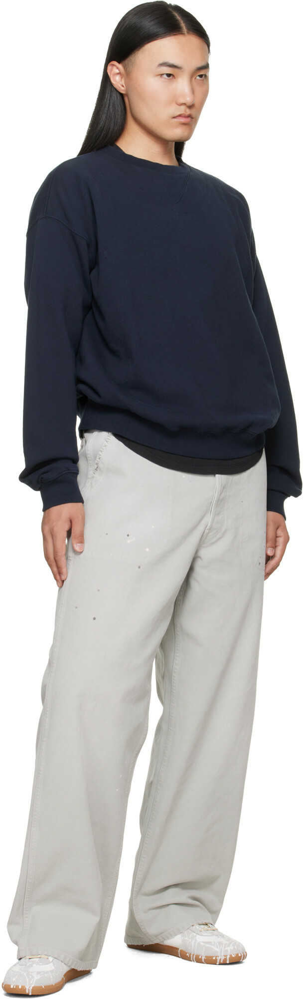 Maison Margiela Navy Double-Layer Cotton Sweatshirt